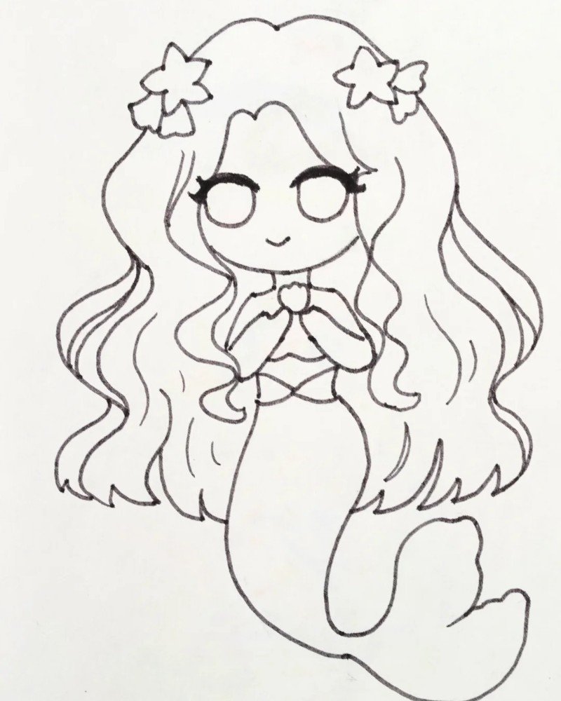 How to draw a mermaid step by step 2