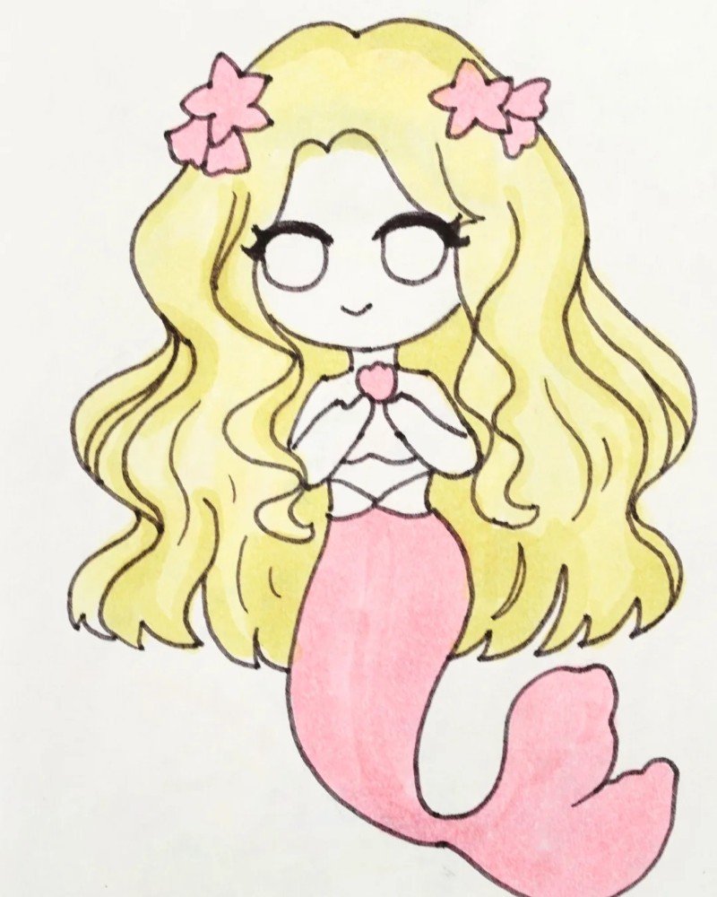How to draw a mermaid step by step 3