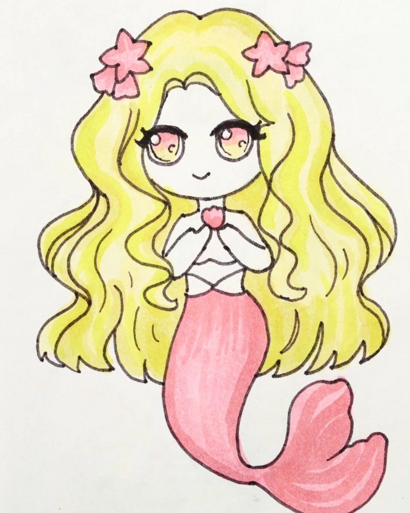 How to draw a mermaid step by step 4