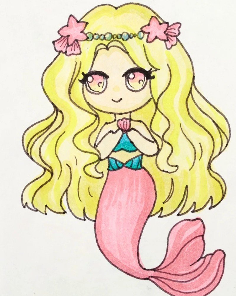 How to draw a mermaid step by step 5