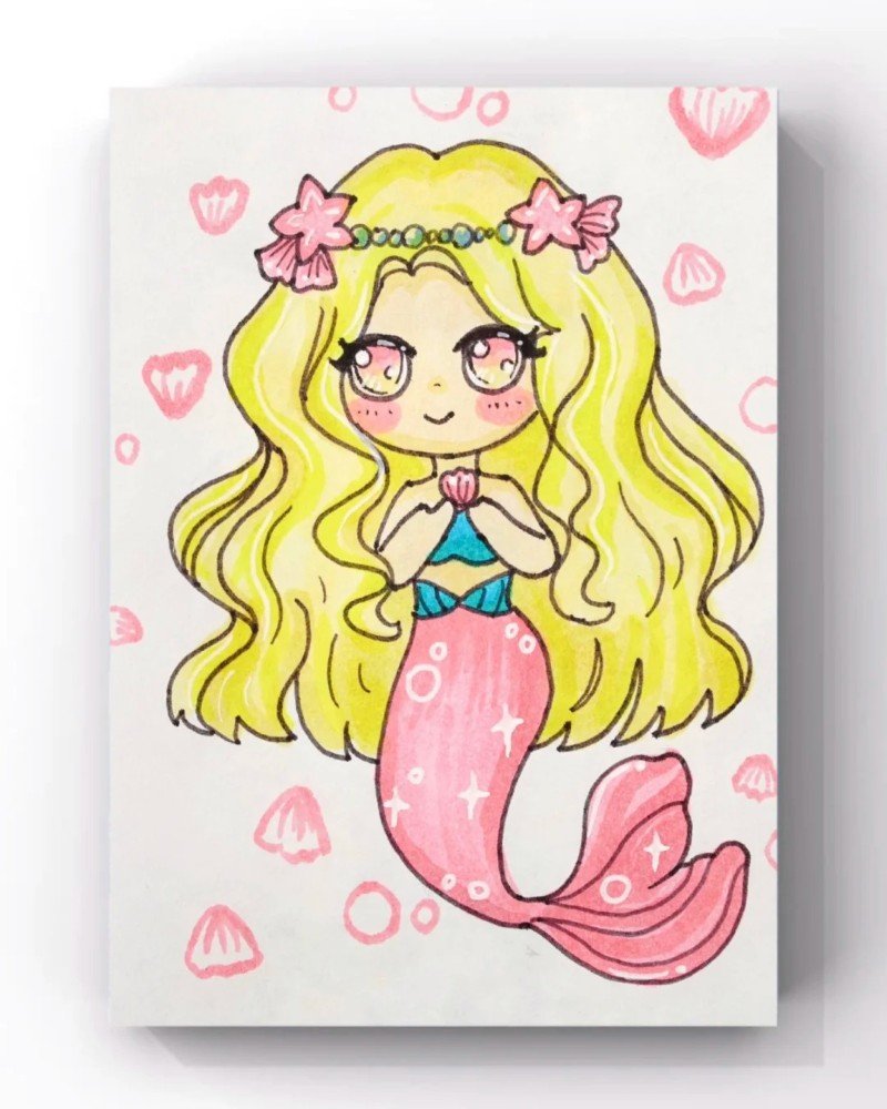 How to draw a mermaid step by step