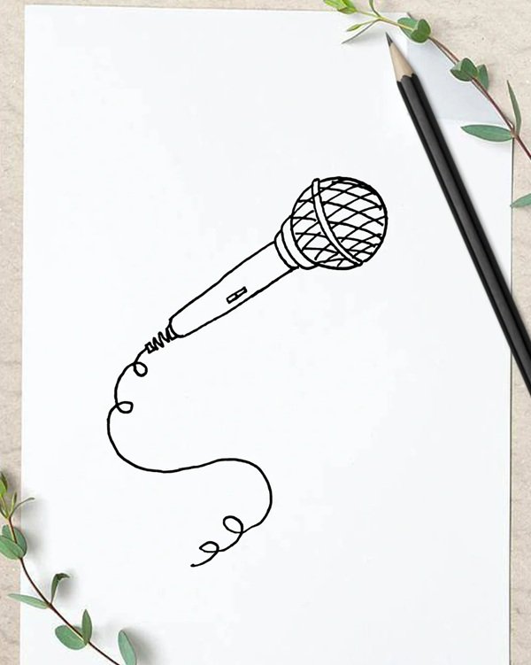 How to draw a microphone easy  4