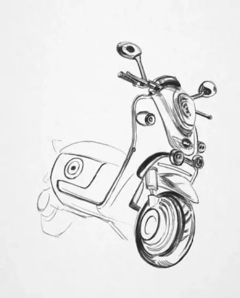 How to draw a motorcycle step by step 5