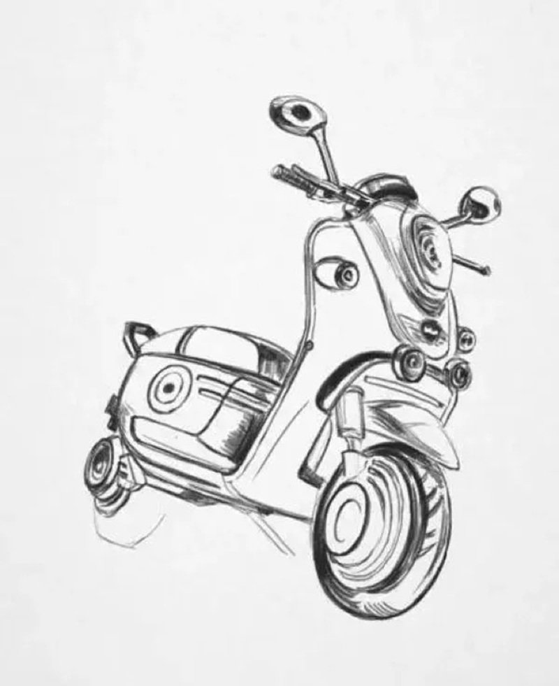 How to draw a motorcycle step by step 6