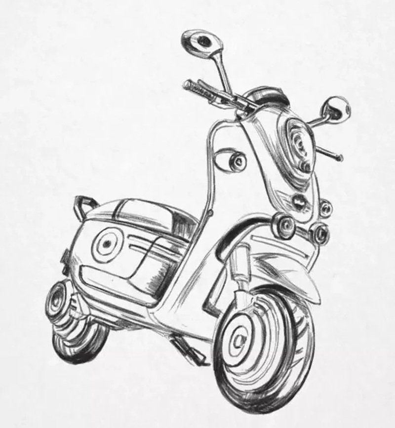 How to draw a motorcycle step by step