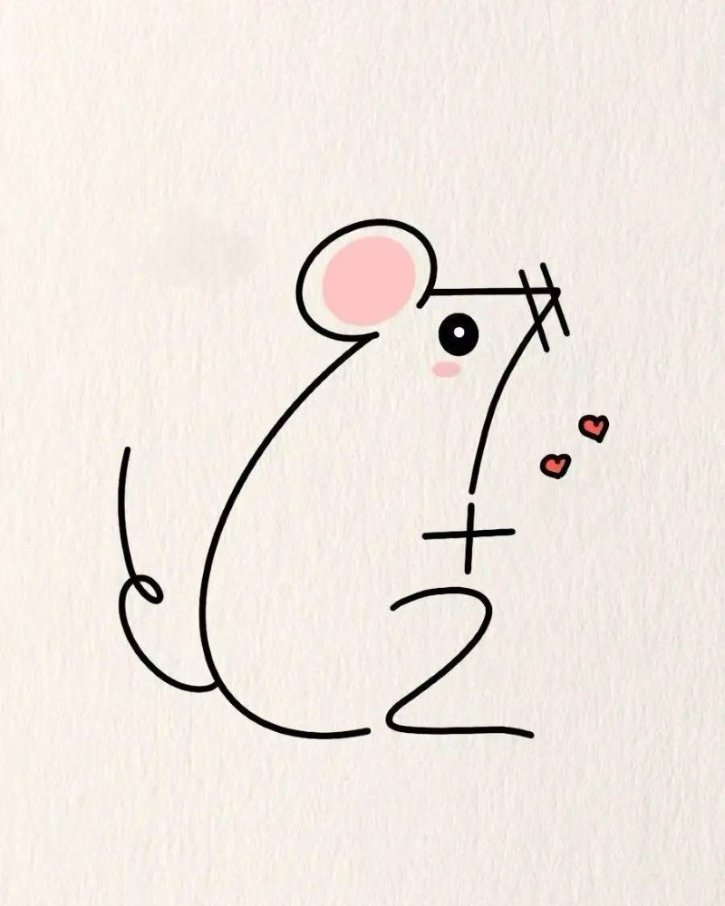 How to draw a mouse step by step