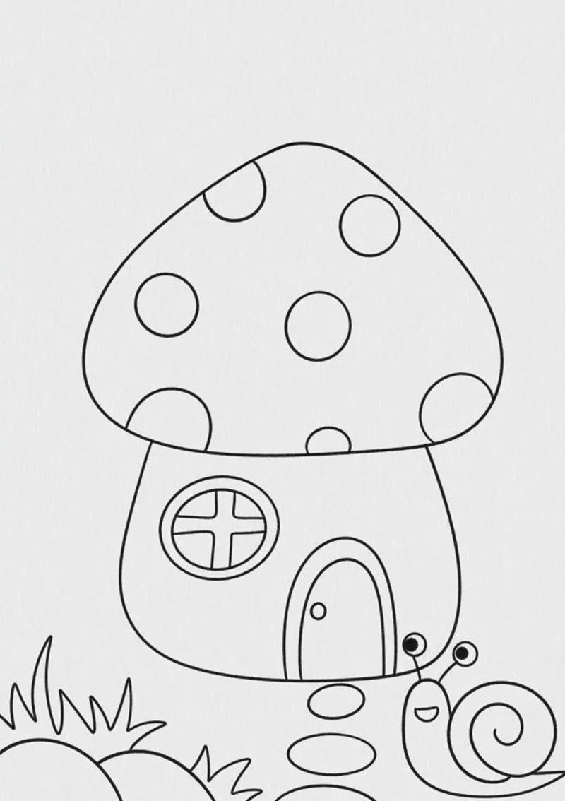 How to draw a mushroom house 3