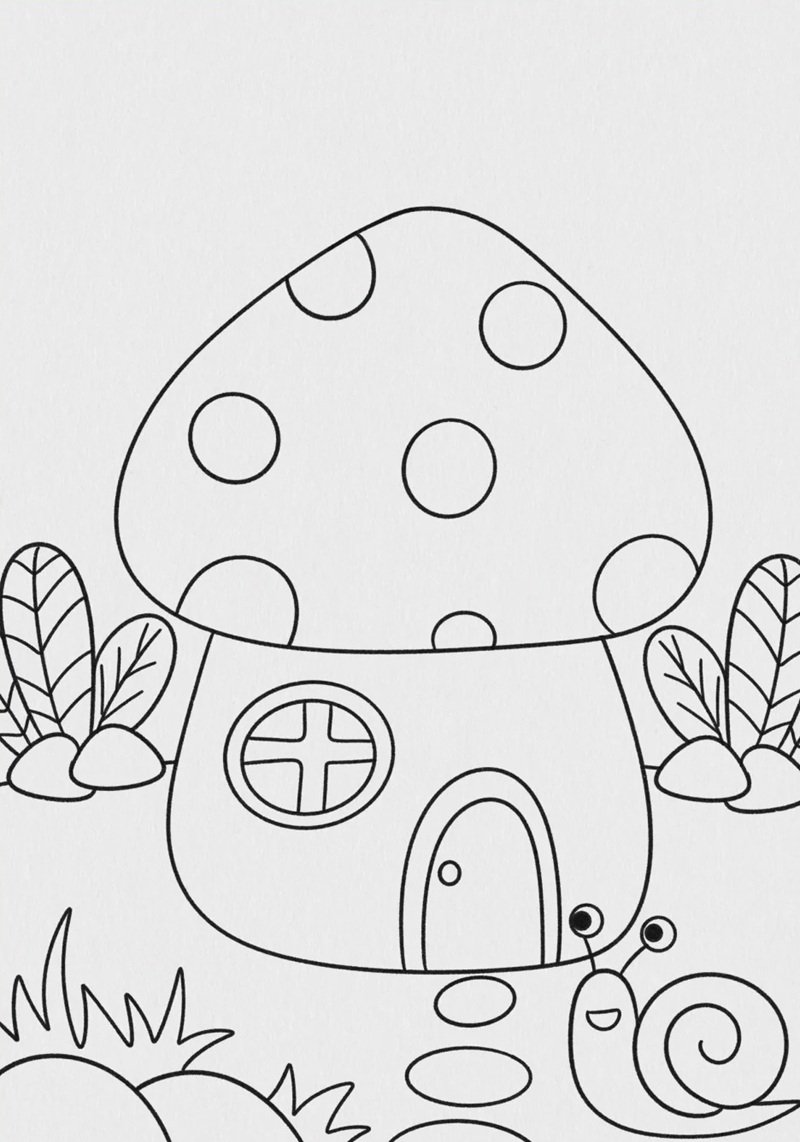 How to draw a mushroom house 4