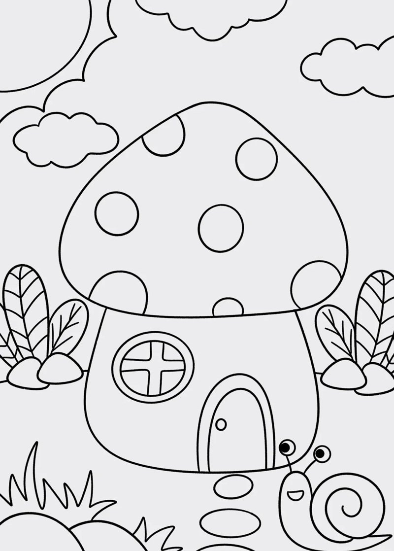 How to draw a mushroom house