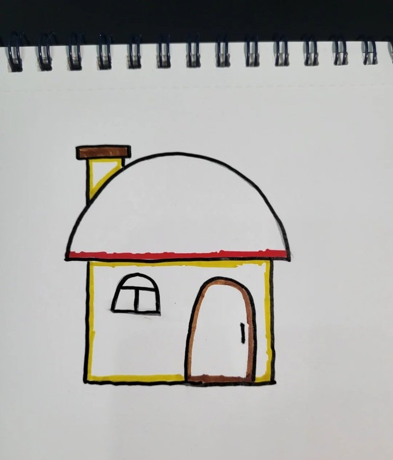 How to draw a mushroom house cute 6