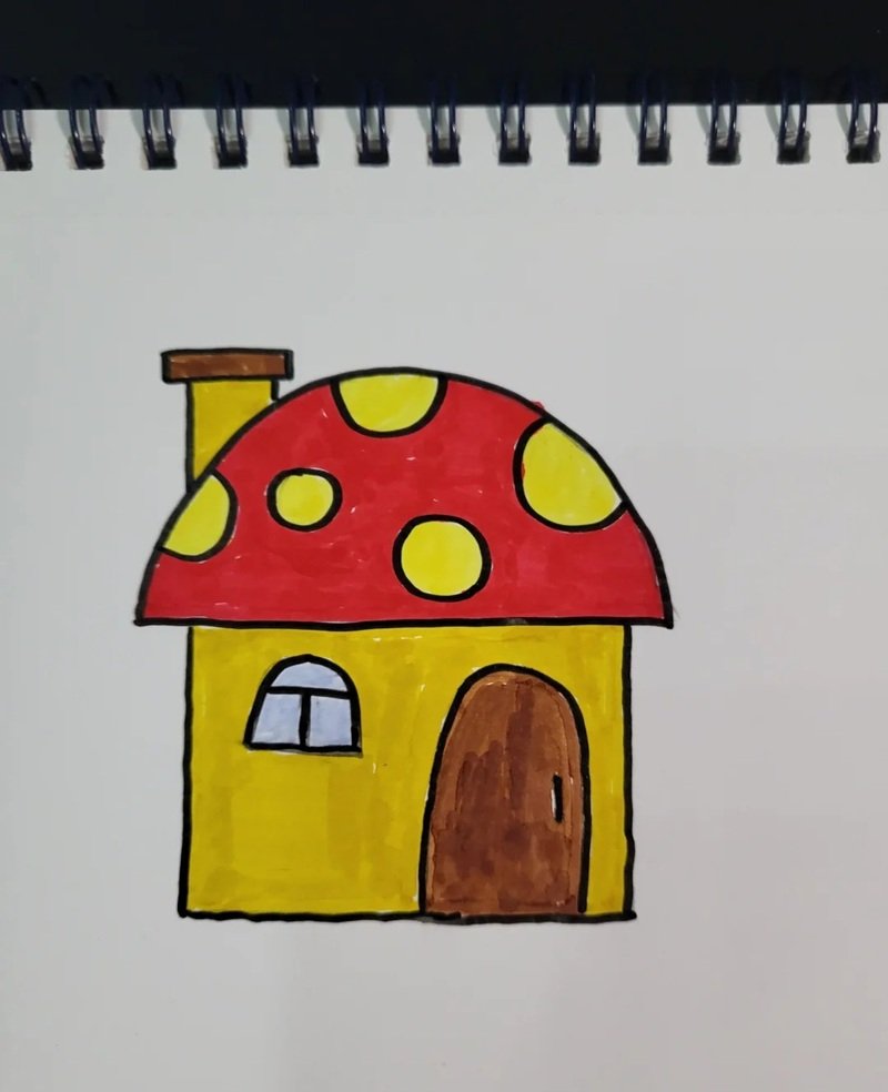 How to draw a mushroom house cute