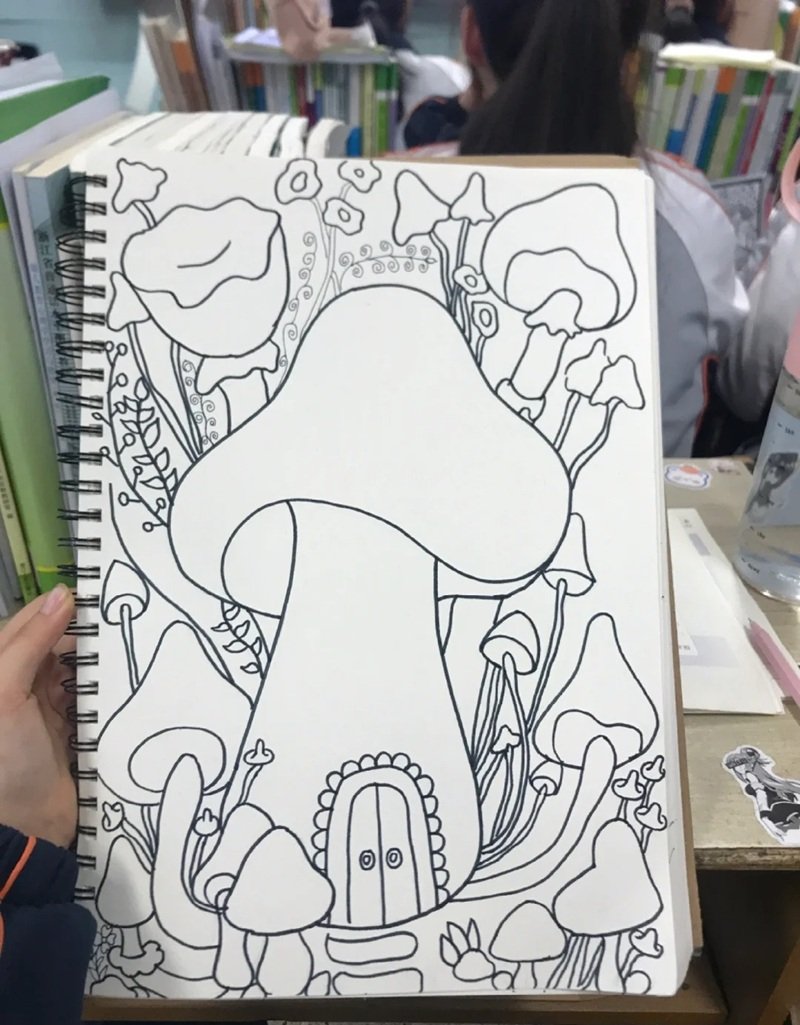 How to draw a mushroom house easy 2