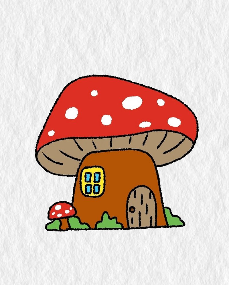 How to draw a mushroom house
