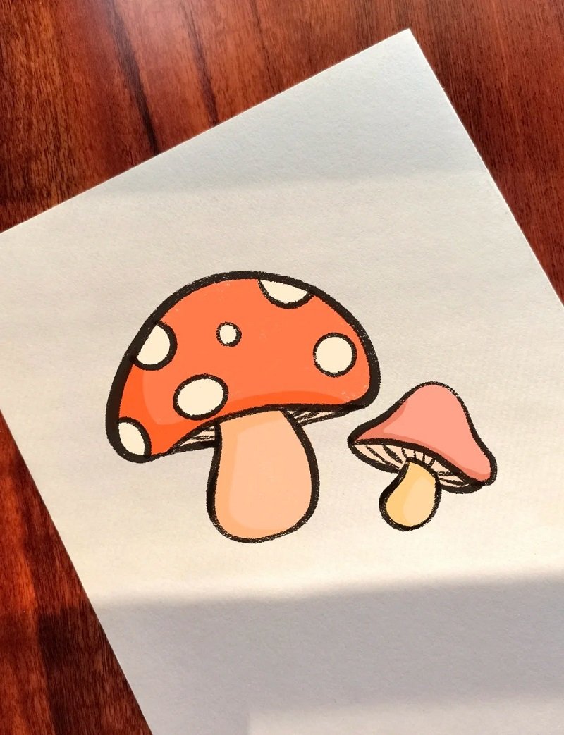 How to draw a mushroom step by step​