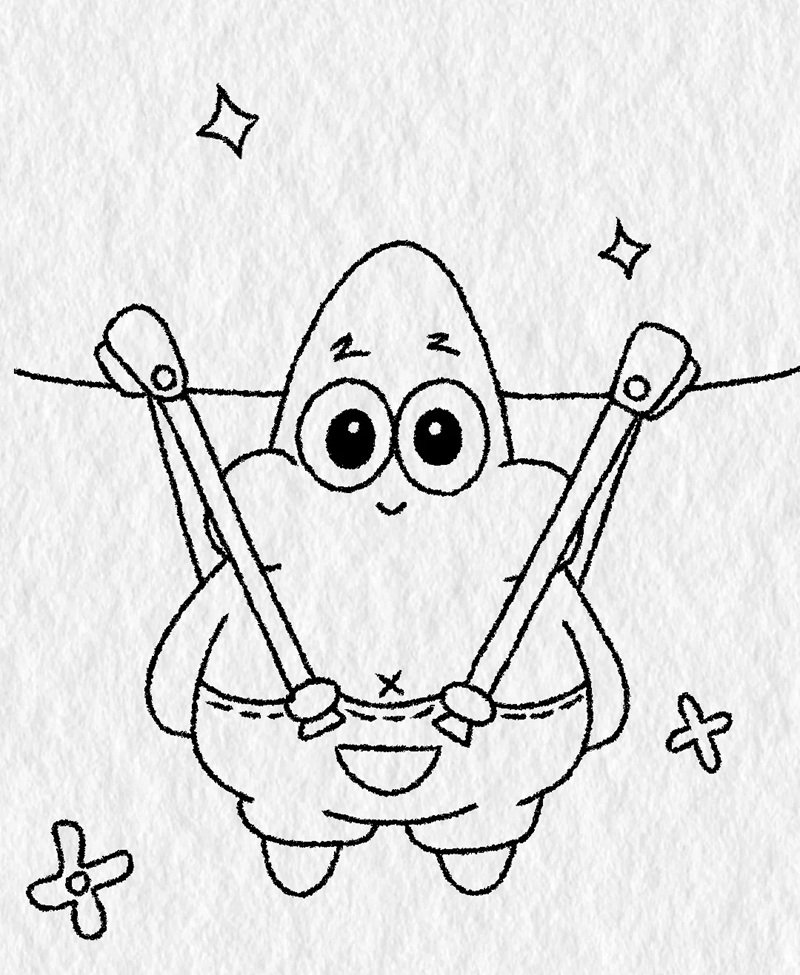 How to draw a patrick step by step