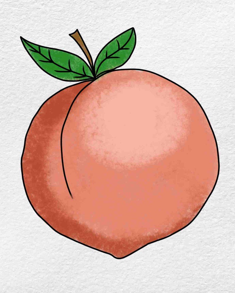 How to draw a peach step by step