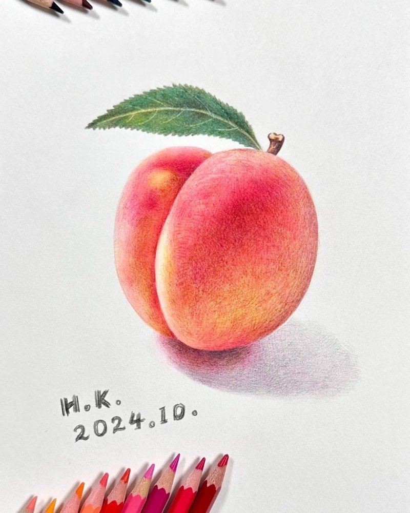 How to draw a peach easy