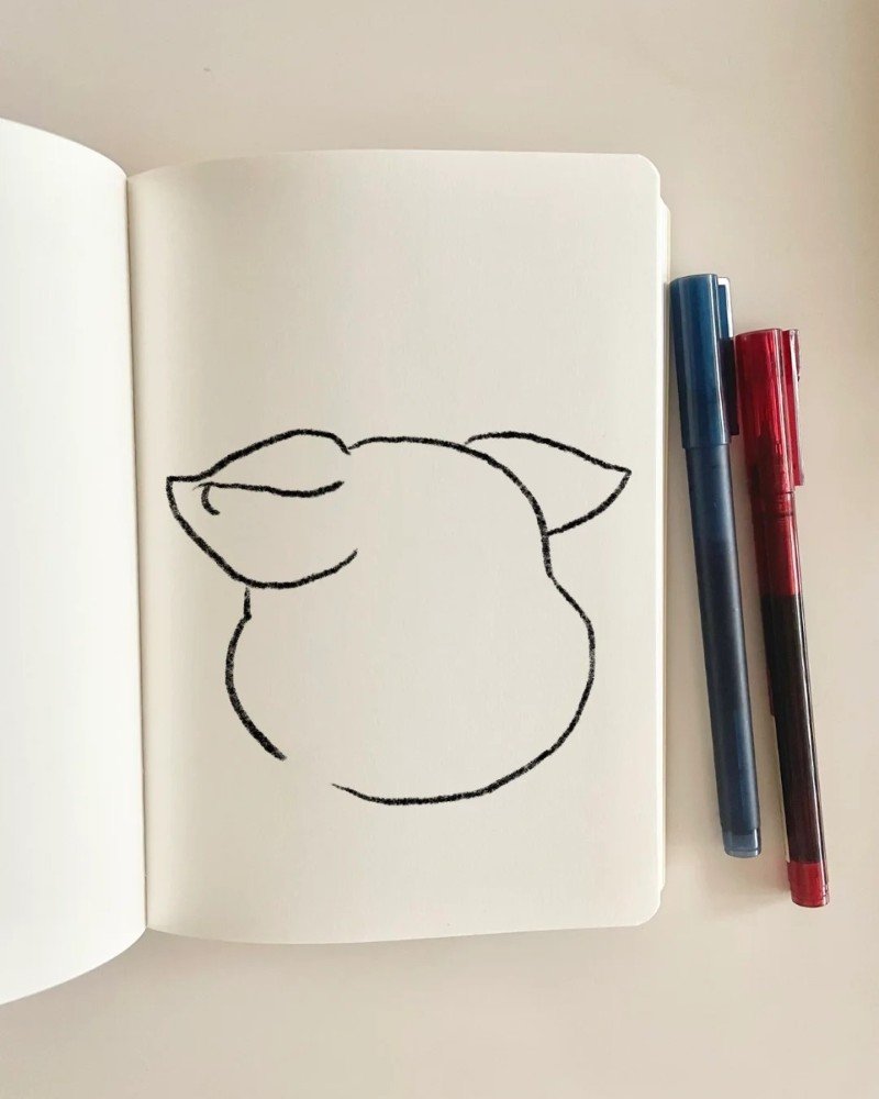 How to draw a pig cute 3