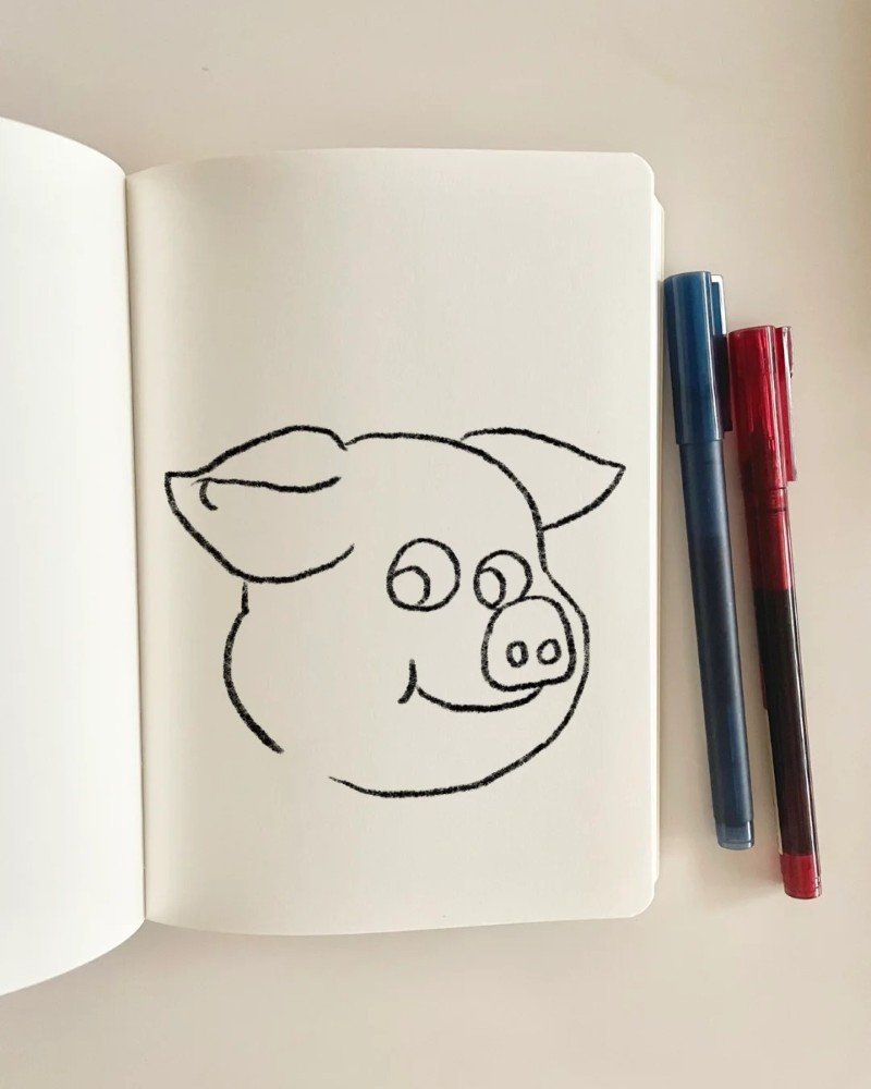 How to draw a pig cute 5