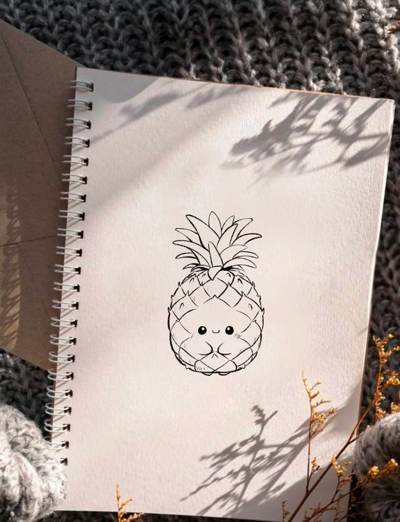 How to draw a pineapple step by step 10