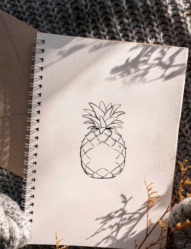 How to draw a pineapple step by step 9