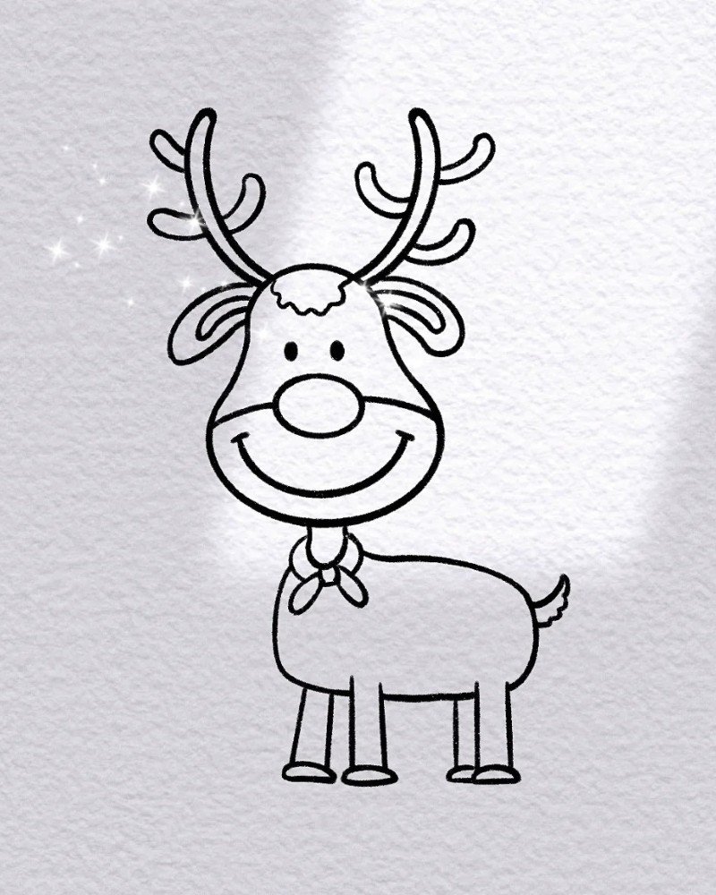 How to draw a reindeer step by step