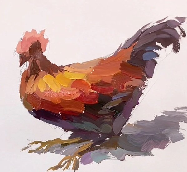 How to draw a rooster 4