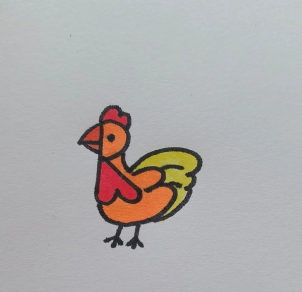 How to draw a rooster step by step