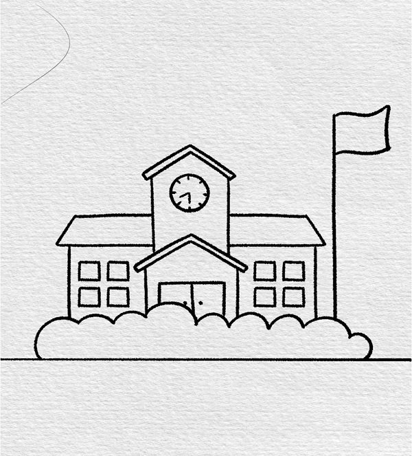 How to draw a school beautiful 7