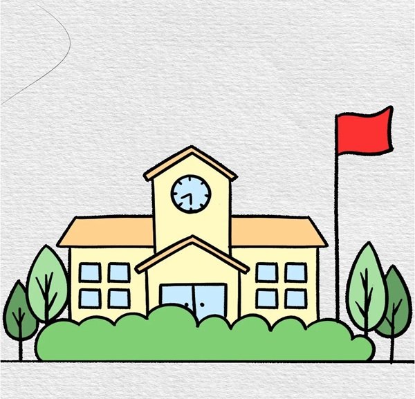 How to draw a school beautiful