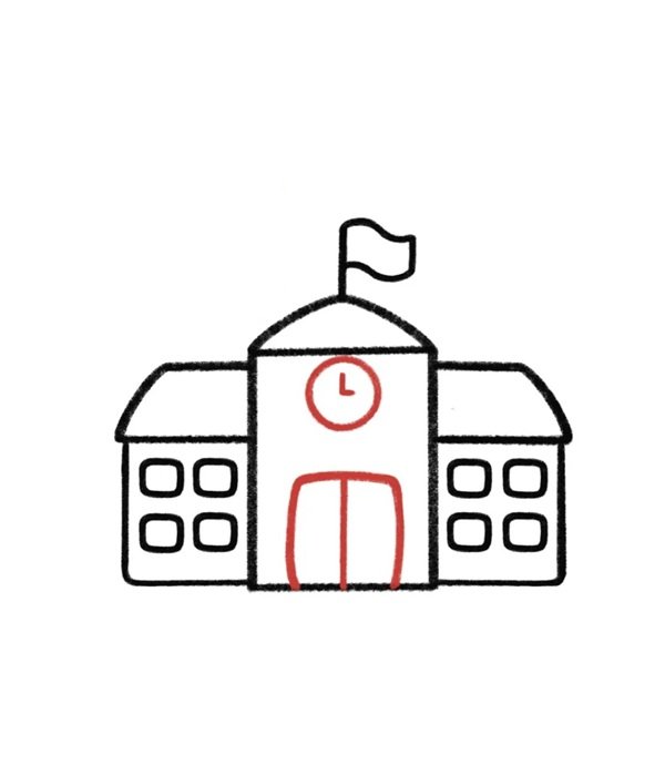 How to draw a school easy 4