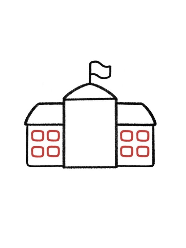 How to draw a school easy 5 