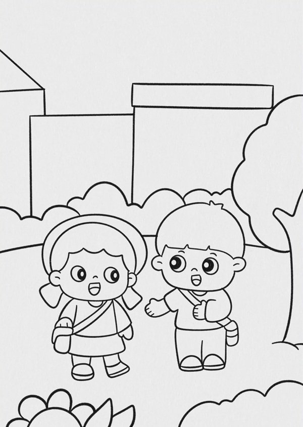 How to draw a school step by step 6