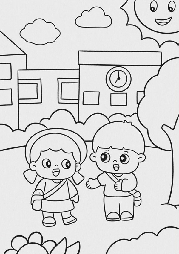 How to draw a school step by step 7