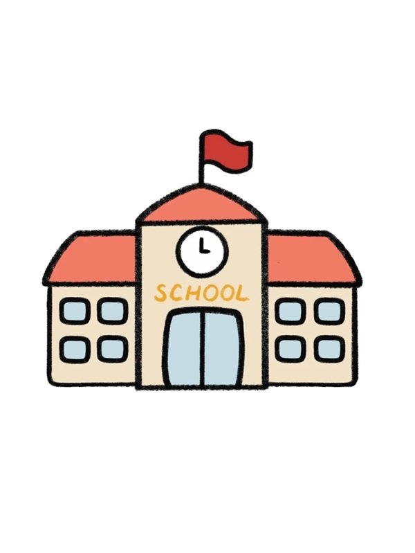 How to draw a school easy