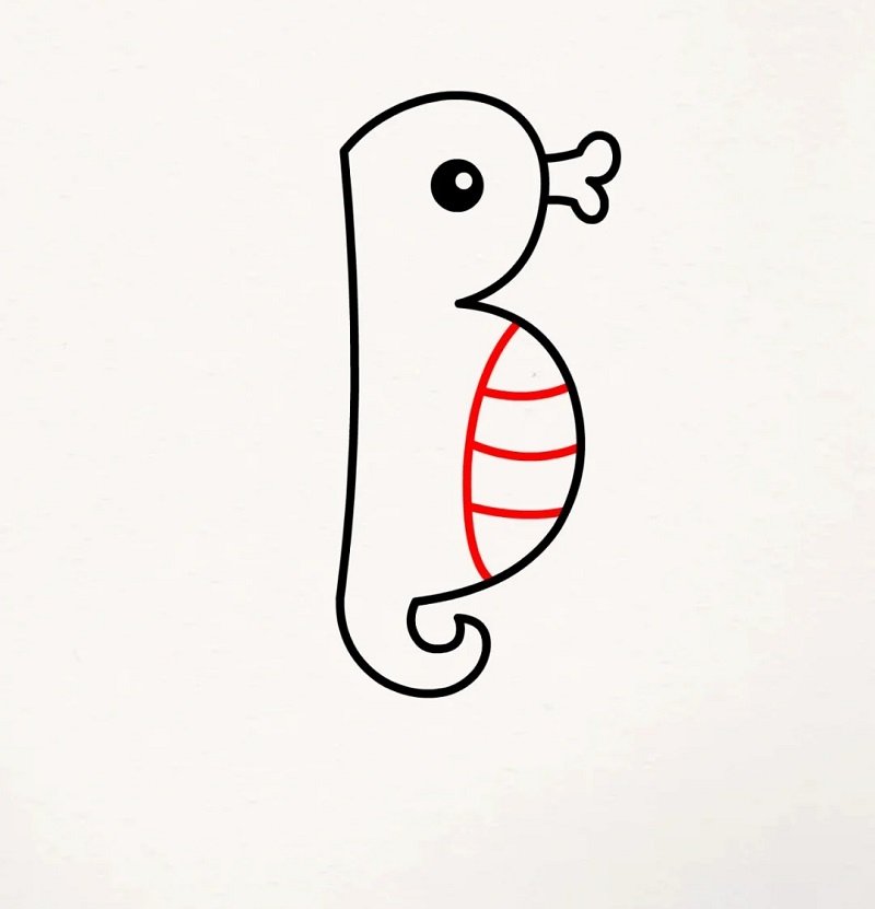 How to draw a Seahorse cute 5