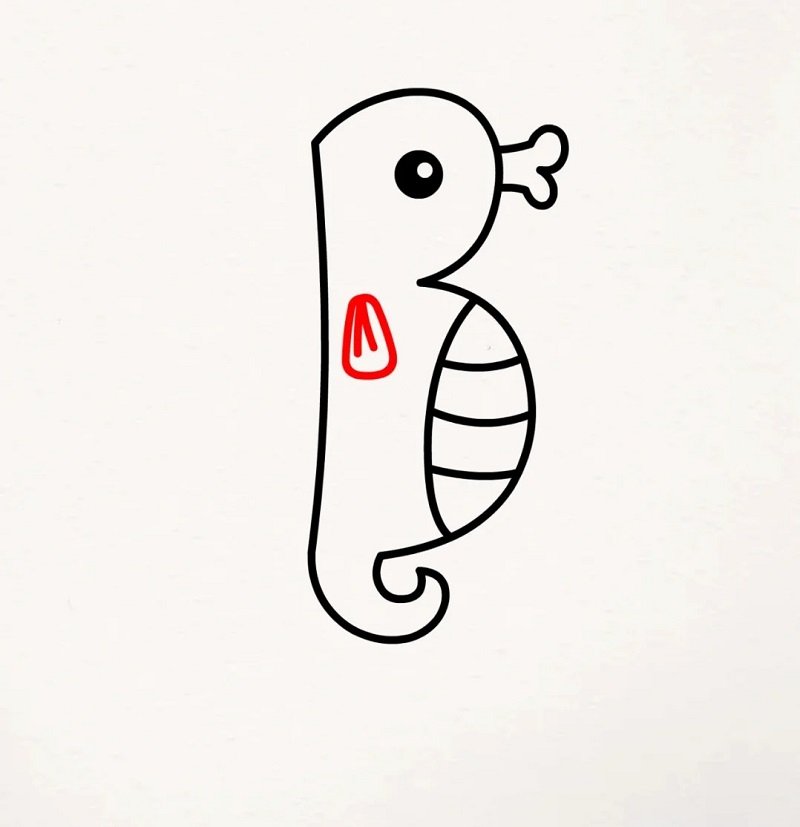 How to draw a Seahorse cute 6