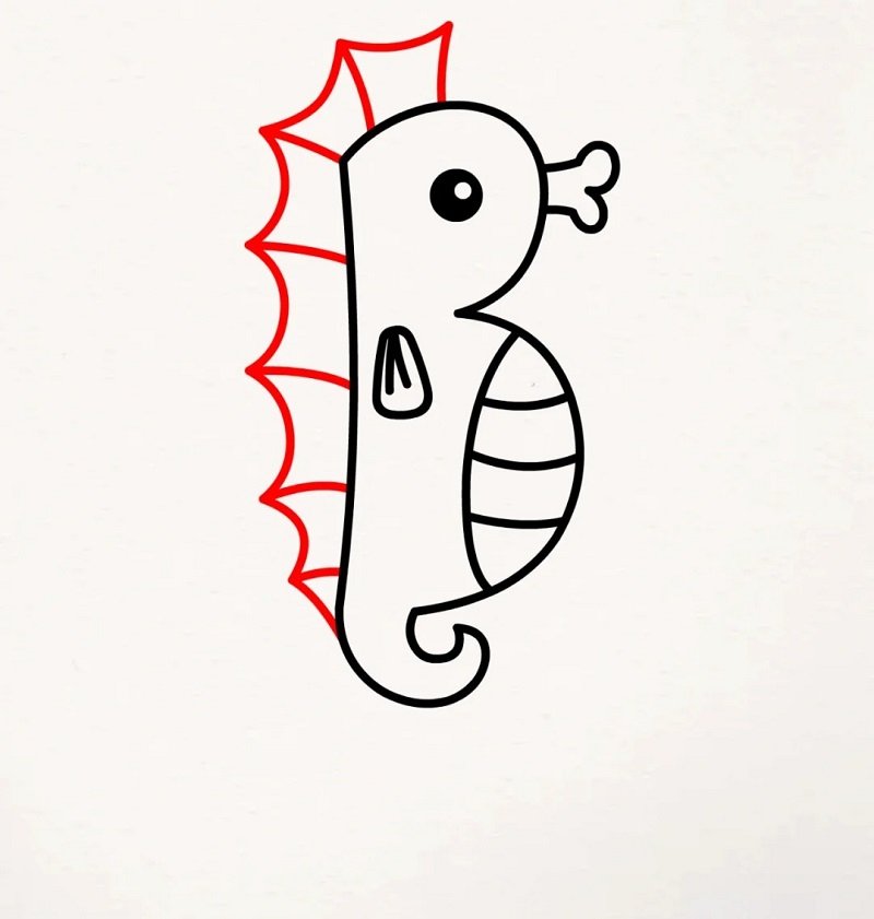 How to draw a Seahorse cute 7