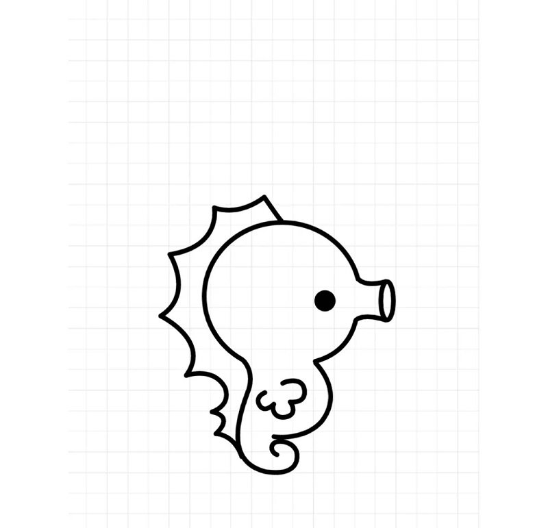 How to draw a Seahorse step by step 5