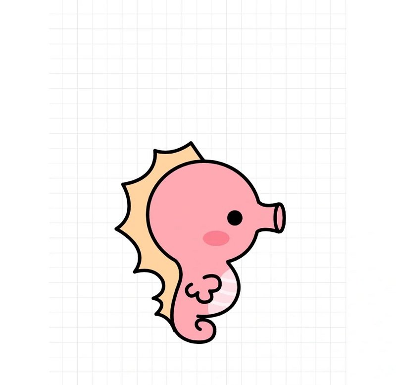 How to draw a Seahorse step by step