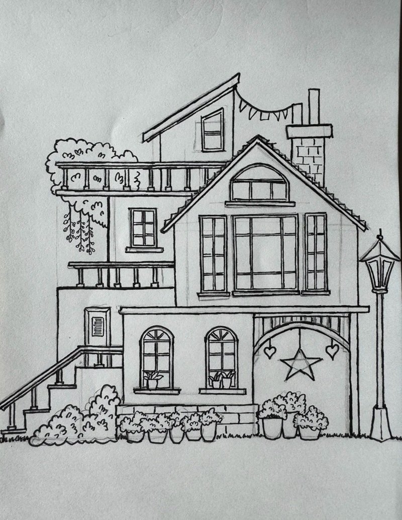 How to draw a simple house 4