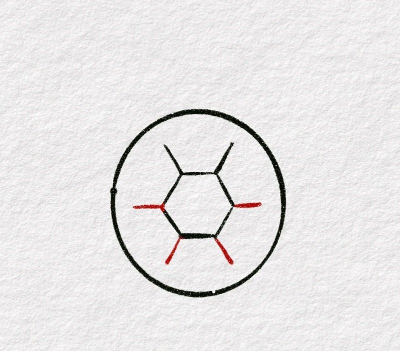 How to draw a simple soccer ball 4