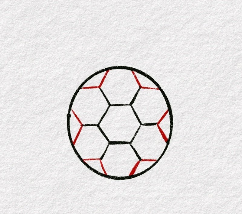 How to draw a simple soccer ball 5