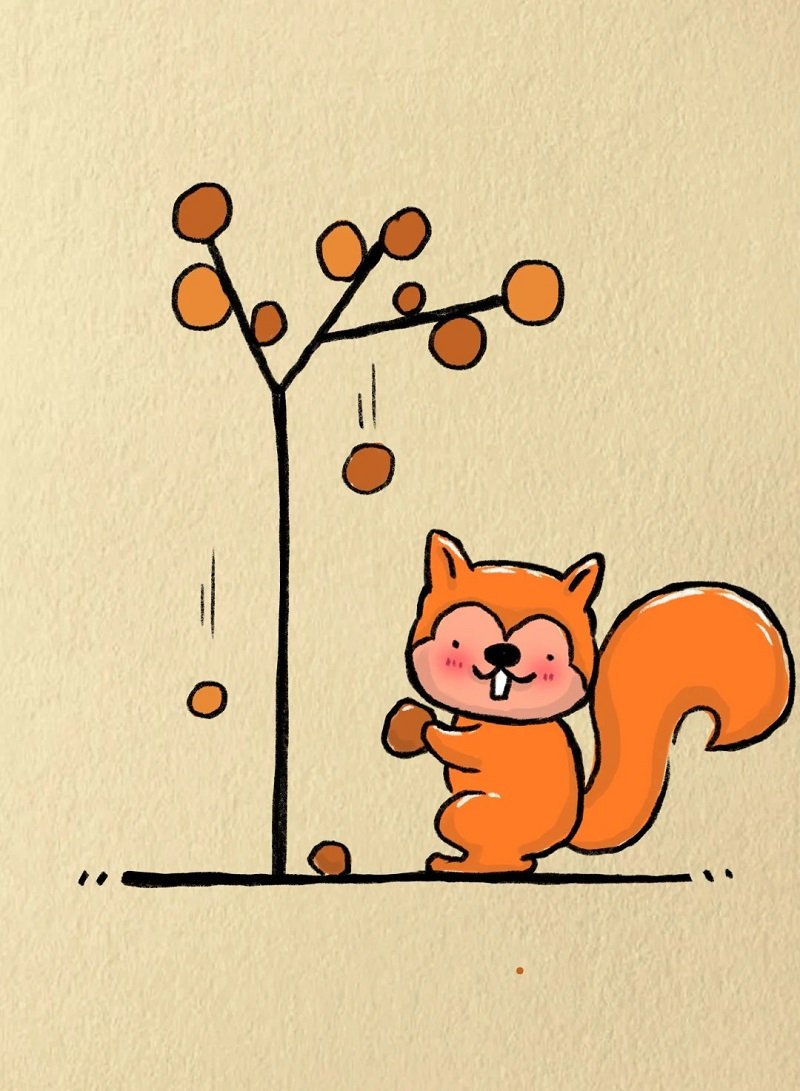 How to draw a simple squirrel