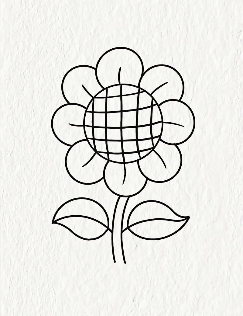 How to draw a simple sunflower 4
