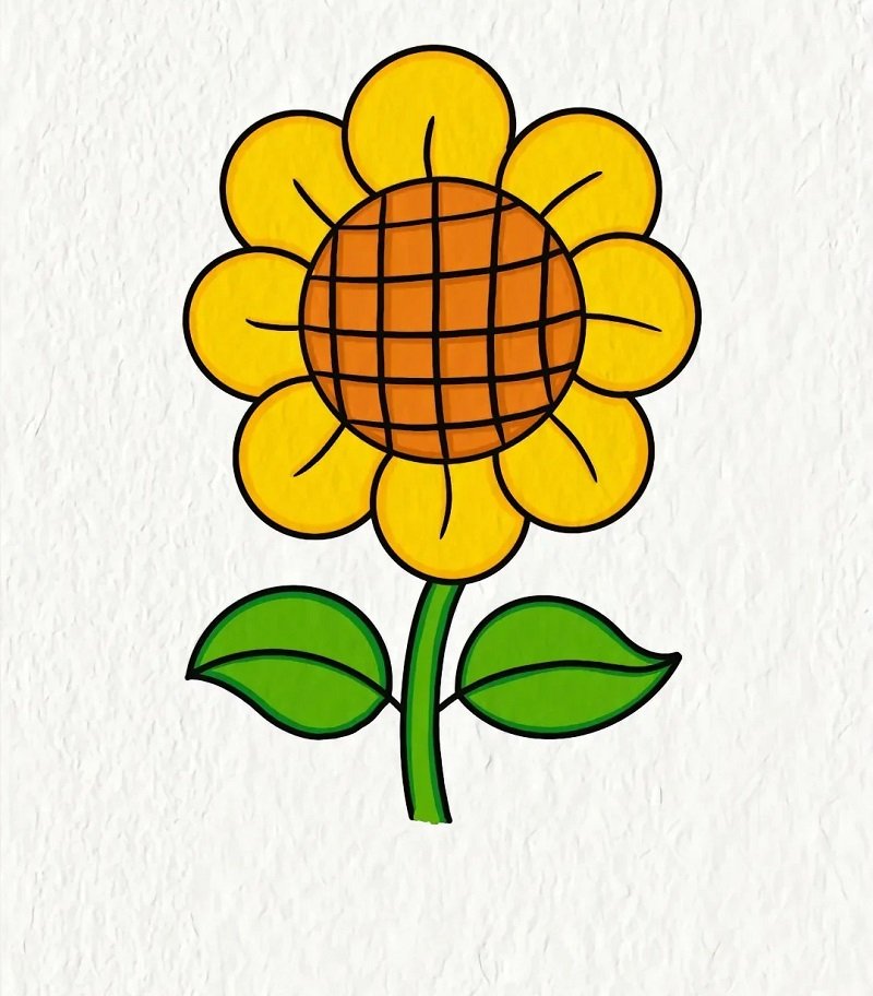 How to draw a simple sunflower