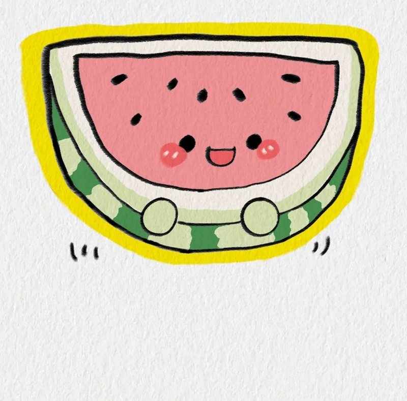 How to draw a slice of watermelon