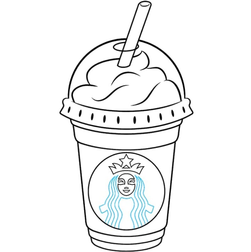 How to draw a starbucks coffee cup 8
