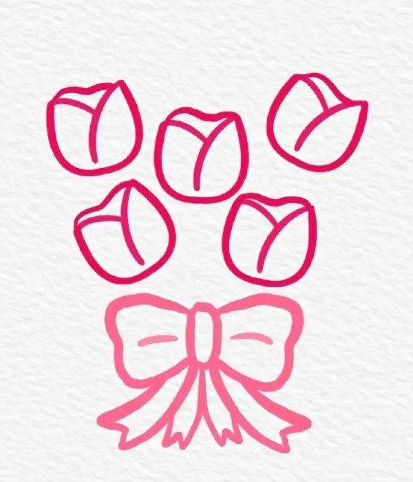 How to draw a tulip step by step 4