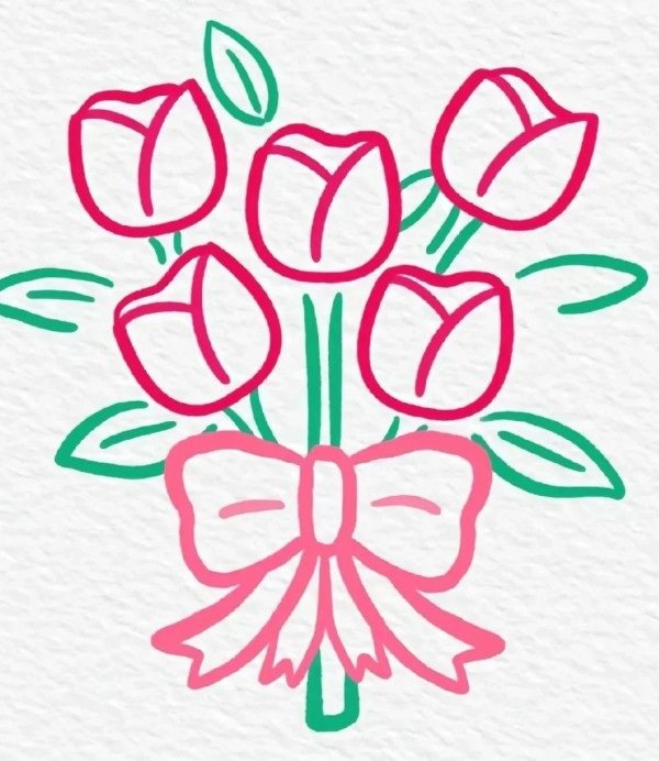 How to draw a tulip step by step 5